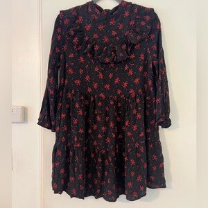 Zara Size M Black Ruffled Mini Dress (i108)
